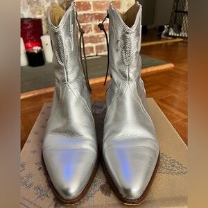 Free People Silver Cowgirl Boots